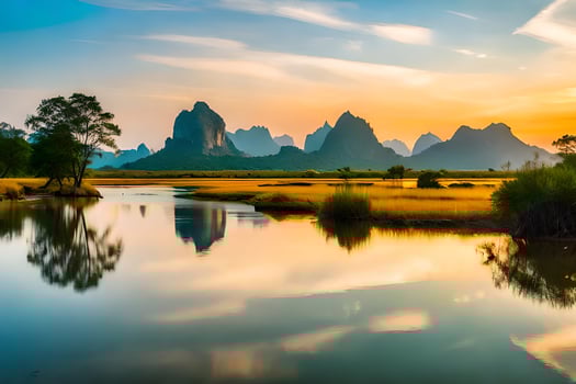 the li river in china. AI-Generated photo
