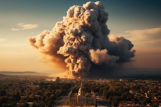 big explosion in the city AI Generated photo