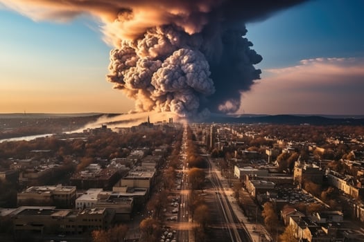 big explosion in the city AI Generated photo