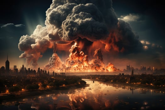 big explosion in the city AI Generated photo