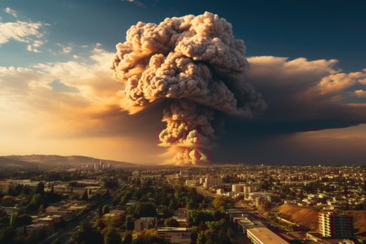 big explosion in the city AI Generated photo
