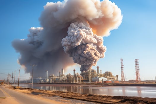 big explosion in the offshore refinery AI Generated photo