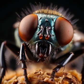 a close up of a fly with big eyes, AI Generative photo