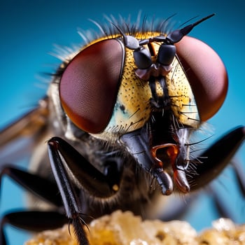 a close up of a fly with its mouth open, AI Generative photo