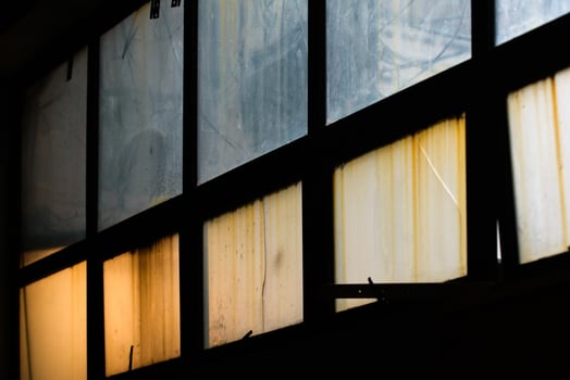 The old window in an abandoned building. photo