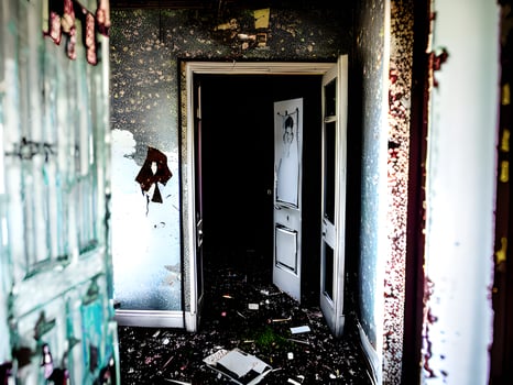 close up old abandoned room interior. photo