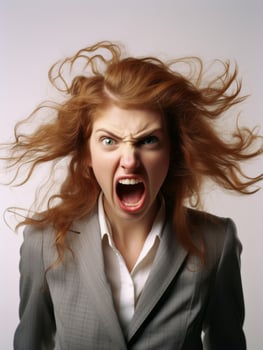Woman of European appearance who appears to be furious AI Generative photo