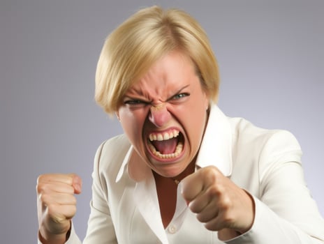 Woman of European appearance who appears to be furious AI Generative photo