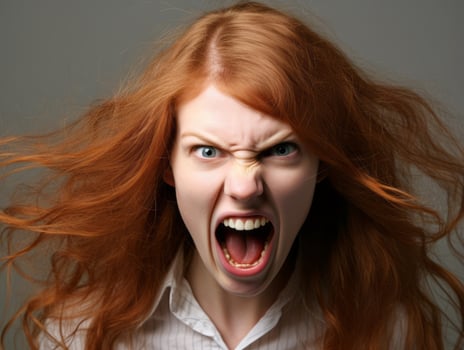 Woman of European appearance who appears to be furious AI Generative photo