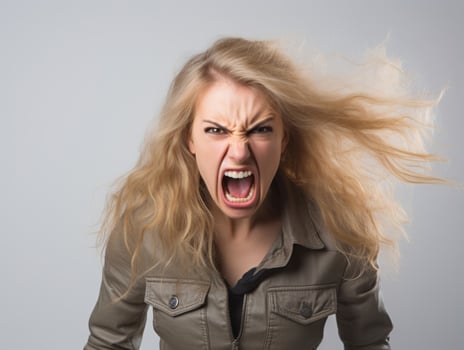 Woman of European appearance who appears to be furious AI Generative photo