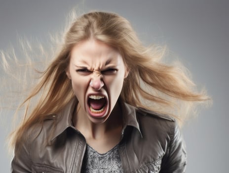 Woman of European appearance who appears to be furious AI Generative photo