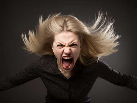 Woman of European appearance who appears to be furious AI Generative photo
