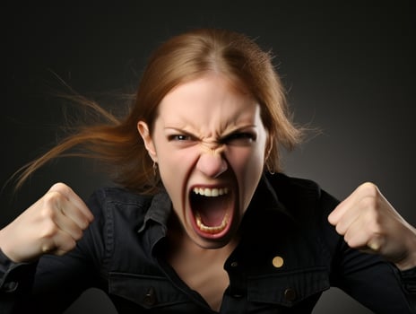 Woman of European appearance who appears to be furious AI Generative photo