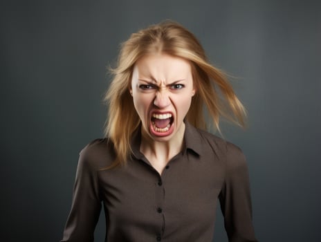 Woman of European appearance who appears to be furious AI Generative photo