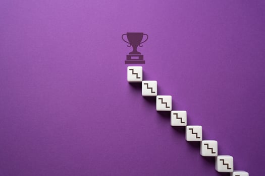 Ladder to success. Build a career. Reach the heights and get a reward. Quest for success. Spirit of competition, pursuit of excellence, and celebration of achievement. photo