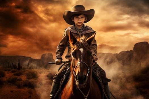 Rustic Cowboy banner portrait. Generate ai photo