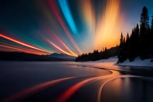 the aurora borealis over a lake. AI-Generated photo