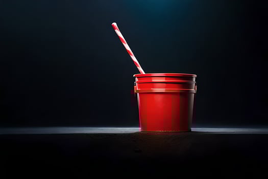 a red plastic cup with a straw in it. AI-Generated photo