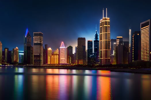 the chicago skyline at night. AI-Generated photo