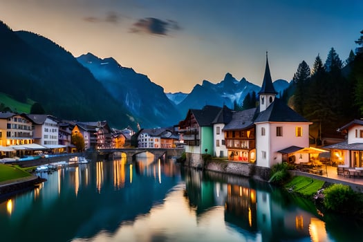 the beautiful town of hallstatt, austria. AI-Generated photo
