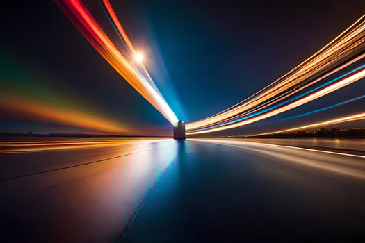 a long exposure photograph of a bridge at night. AI-Generated photo