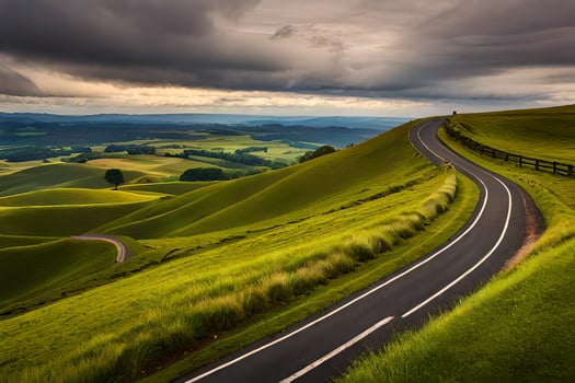the road to the hills. AI-Generated photo