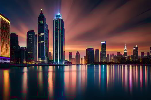 the city skyline at night in dubai. AI-Generated photo