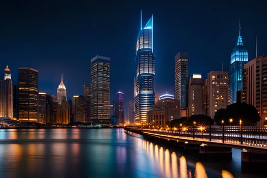 the city skyline at night in dubai. AI-Generated photo