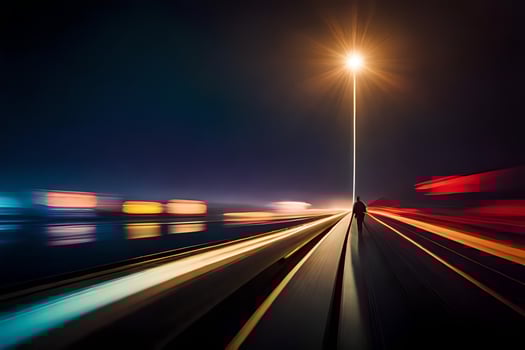 a long exposure photograph of a street light at night. AI-Generated photo