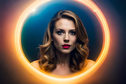 a woman in a circle with a glowing light. AI-Generated photo