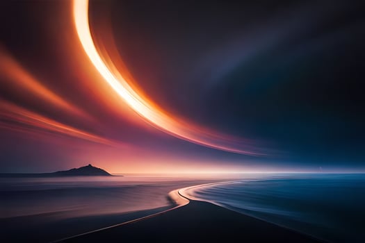 a long exposure photograph of a long line of light in the sky. AI-Generated photo