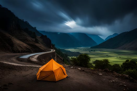 the road to the valley. AI-Generated photo
