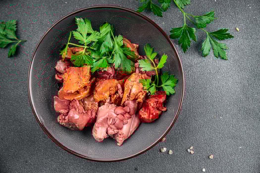 chicken liver confit delicious chicken offal delicious healthy eating cooking appetizer meal food snack on the table copy space photo