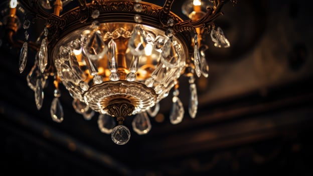 The chandelier hangs gracefully from the ceiling, adding a touch of elegance to any room photo