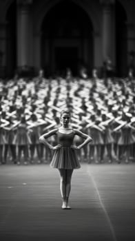 Dancer, ballerina among the dance troupe photo