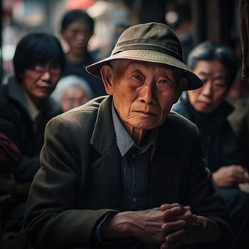 tourist among a crowd of people on the street photo