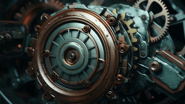 a close up of a robots gear photo