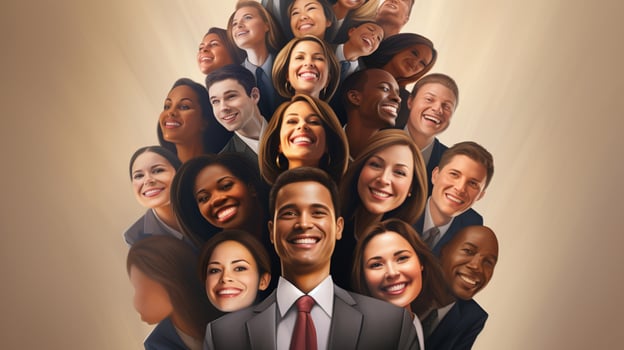 a diverse group smiles teamwork leads success photo