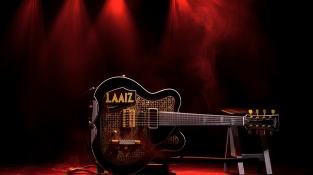 a guitar with the word jazz on it photo