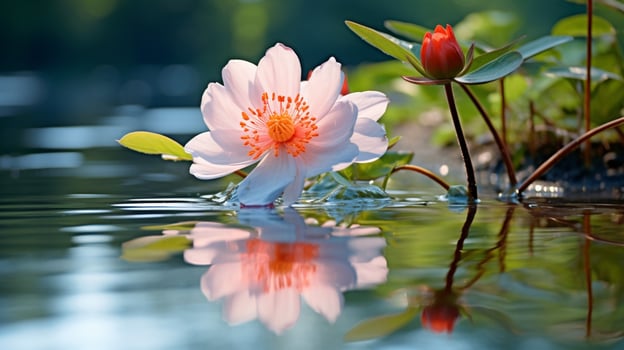 a single flower blossoms reflecting its beauty photo