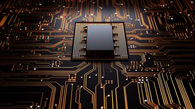 abstract computer chip metal binary code security photo