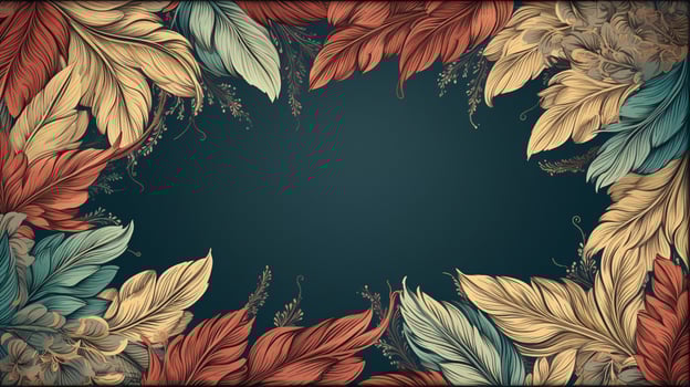 abstract leaf illustration frame design on wallpaper photo