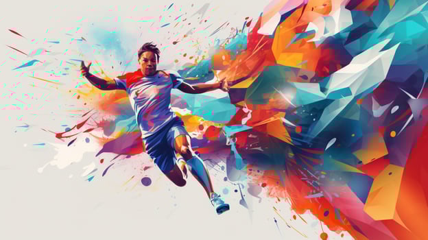 abstract sport illustration in multi colored backdrop photo