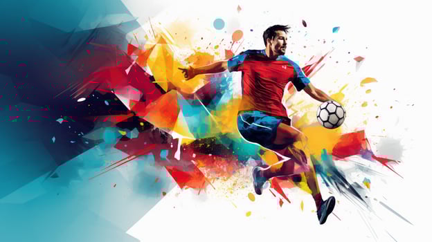 abstract sport illustration in multi colored backdrop photo
