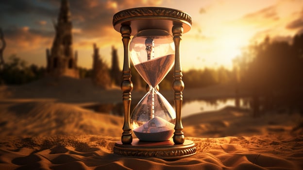 antique hourglass time running out of sand photo