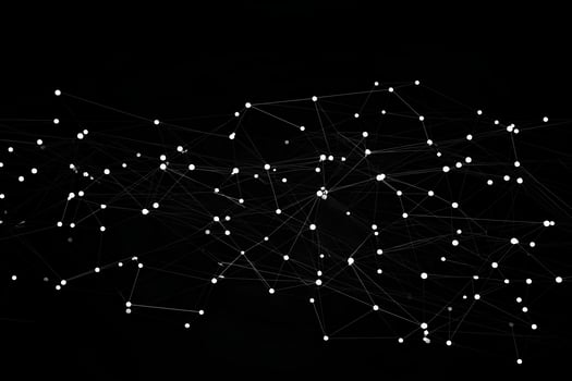 Technology abstract network with a cyber network grid and connected particles. Big data visualization. Digital dots and lines. AI Generative photo