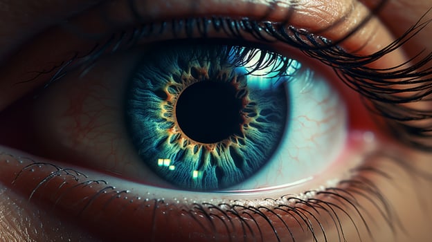 blue iris staring close up of woman eye photo