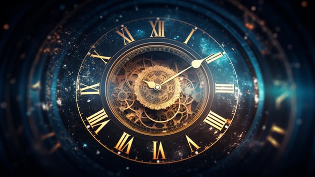 clock face glowing at midnight time up photo