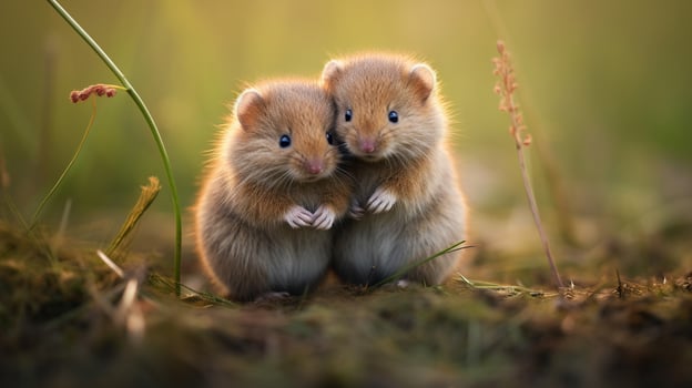 cute mammal small and fluffy sitting in nature grassy photo