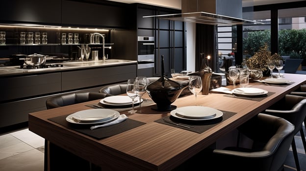 elegance and luxury in modern domestic kitchen photo